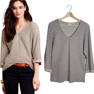 Anthropologie Postmark Avana Textured Wavy Geometric Top Size Small